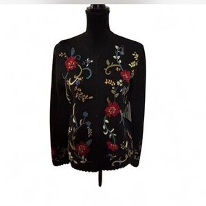 Breckenridge Black Sweater with Colorful Embroidery